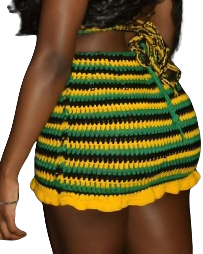 Crochet Mini Skirt – Reggae Style 🇯🇲🔥