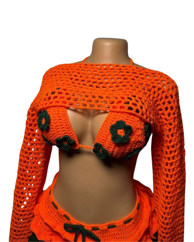 Floral Crochet Set – Vibrant and Exclusive 🌼🧡