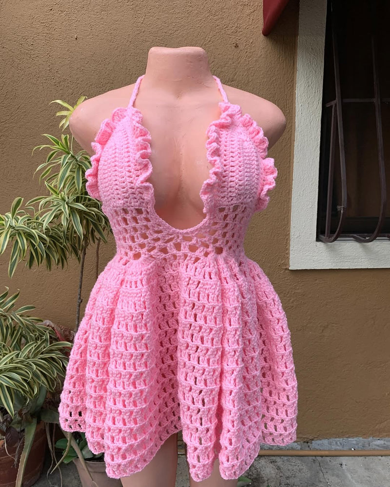 Robe au crochet élégante – Design romantique 💚✨ 