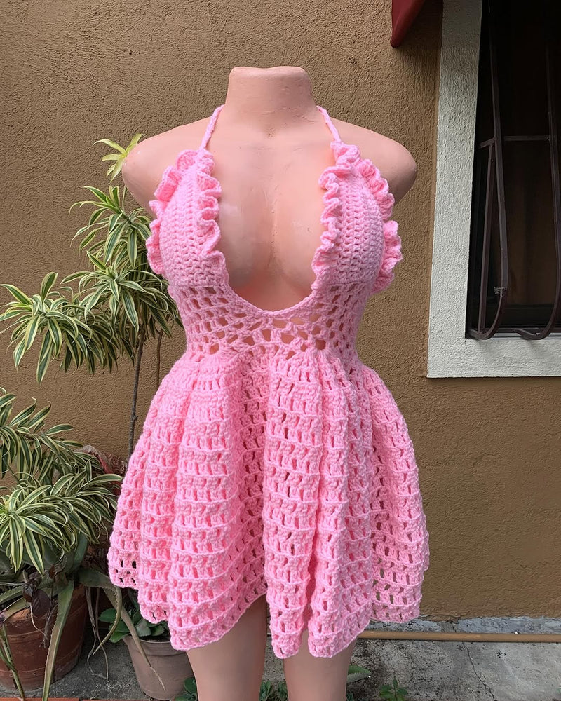 Robe au crochet élégante – Design romantique 💚✨ 