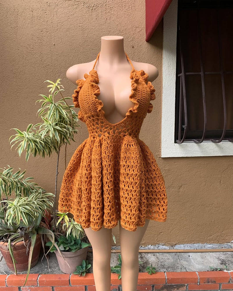 Robe au crochet élégante – Design romantique 💚✨ 